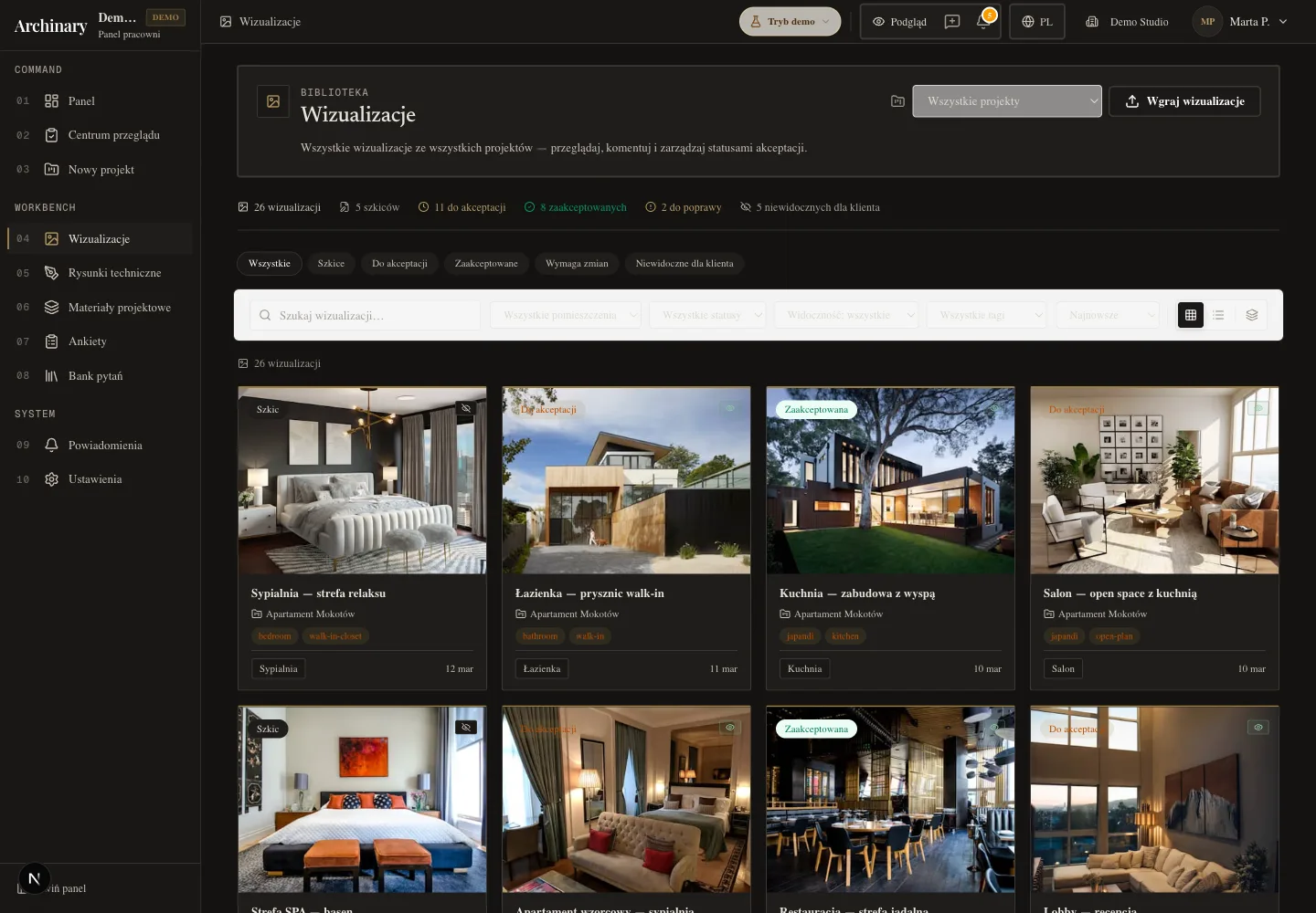 Galeria wizualizacji w Archinary